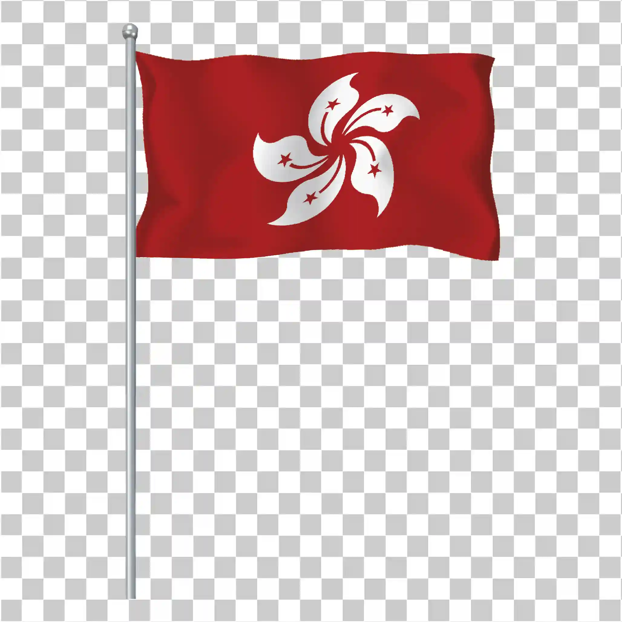Bandera de Hong Kong, Emblema de la flor blanca roja, HKG Waving Flag Png, Bandera del poste de Hong Kong, Bandera de pancarta de onda de Hong Kong, 