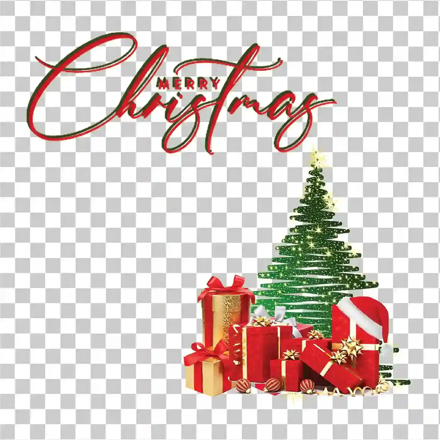 Wesołych Świąt PNG Xmas Tree Prezenty Holiday Design Banner Art, 
