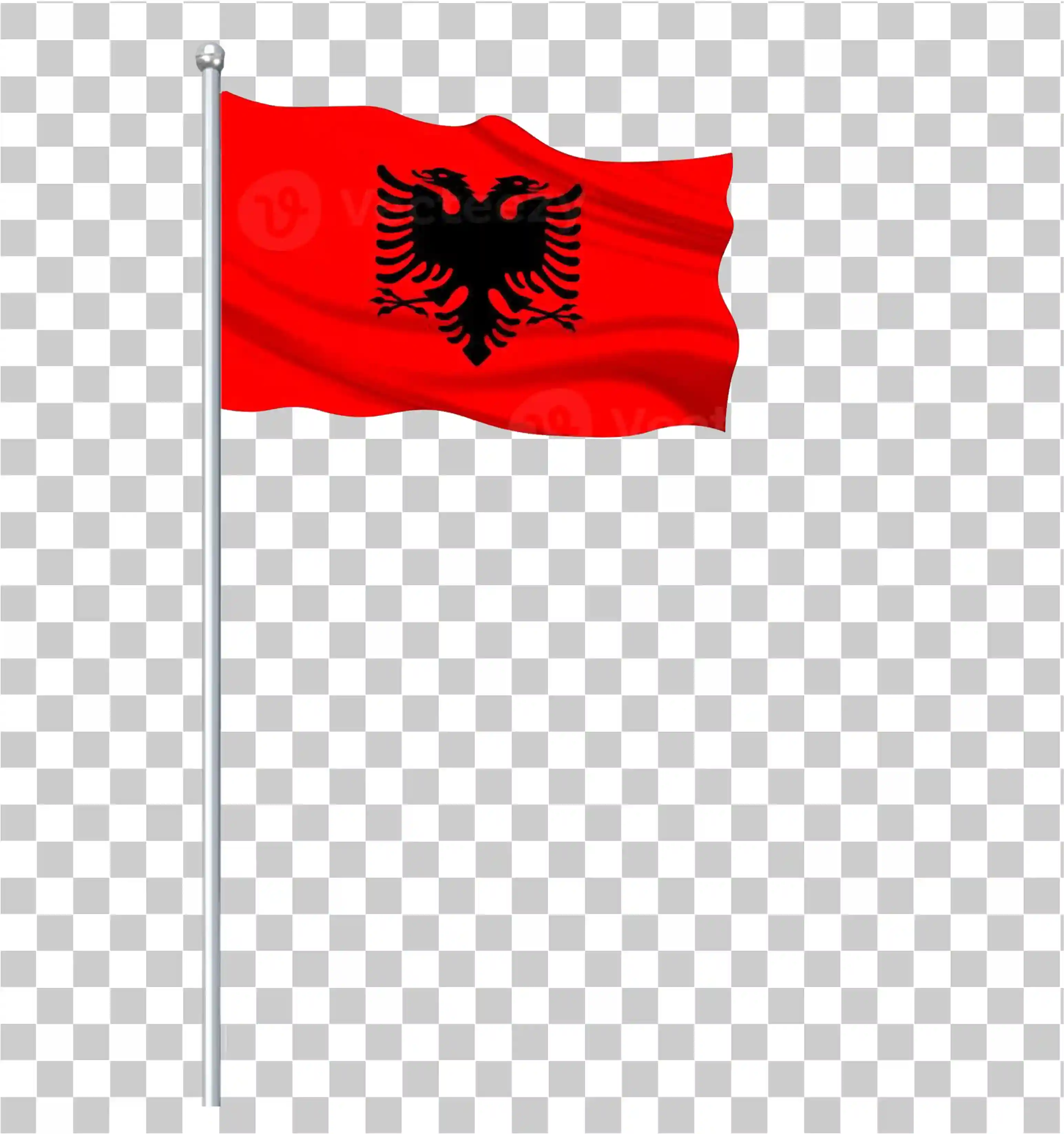 Albania Flag Waving on Map, Black Eagle Symbol, Vector Illustration PNG, 