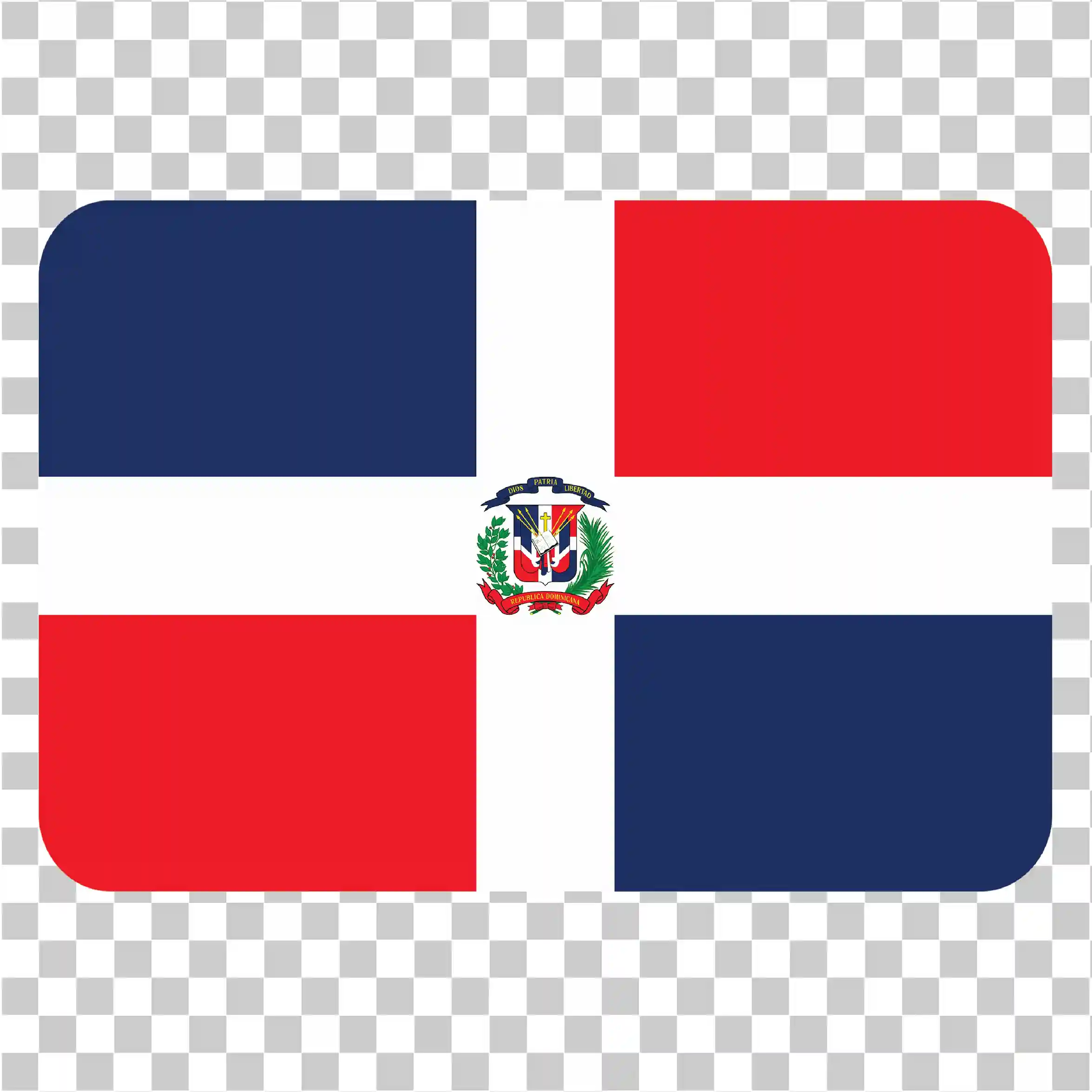 スクエアドミニカの旗Png, ドミニカ共和国国立紋章, 青い赤い白い色, ドミニカのカントリーフラッグベクトル, 