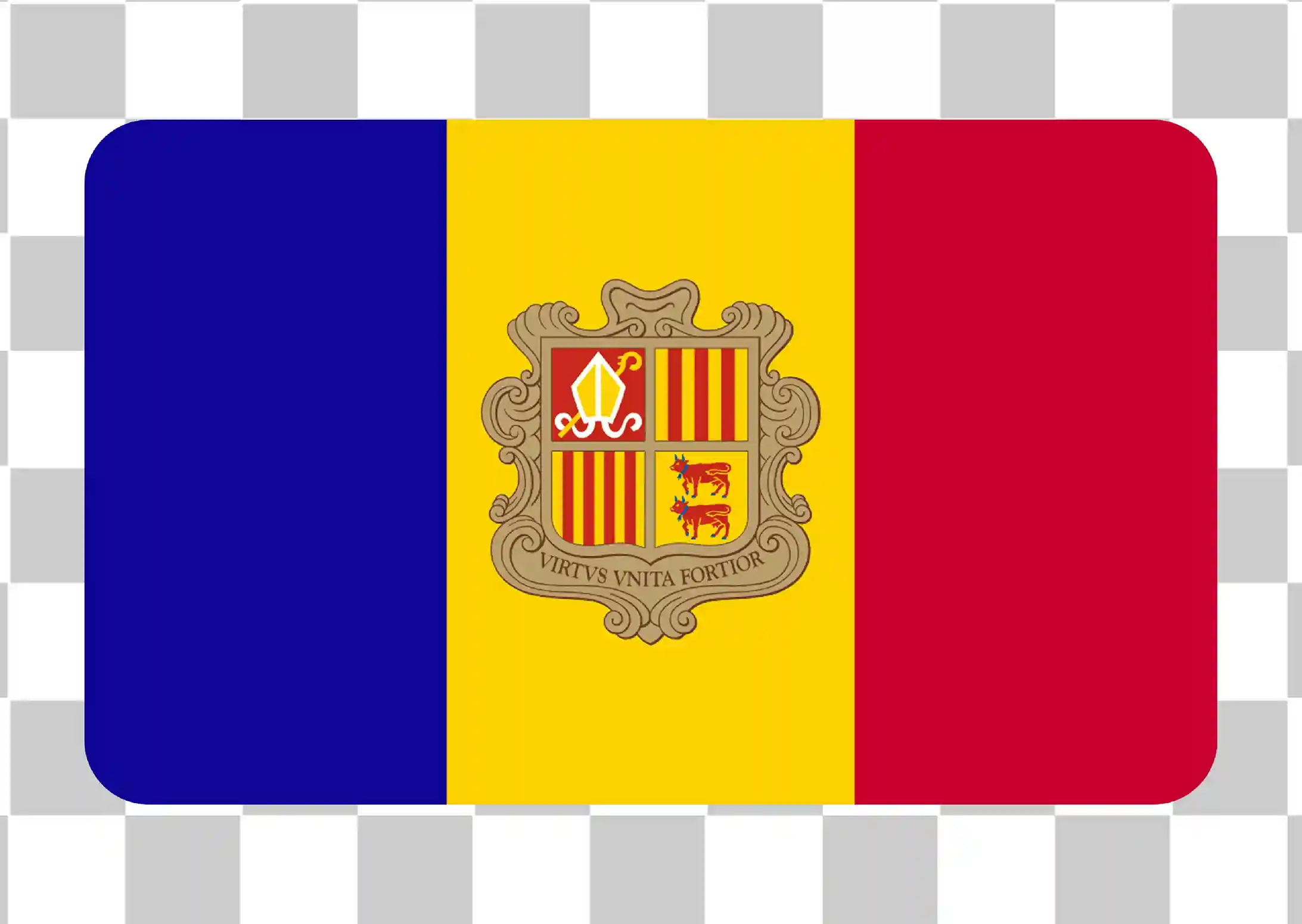 Andorran lippu, Pyöristetty neliön kansallinen lippu clipart, Realistinen vektorikuva, Maan lippu png, Andorran mallin lippu, 
