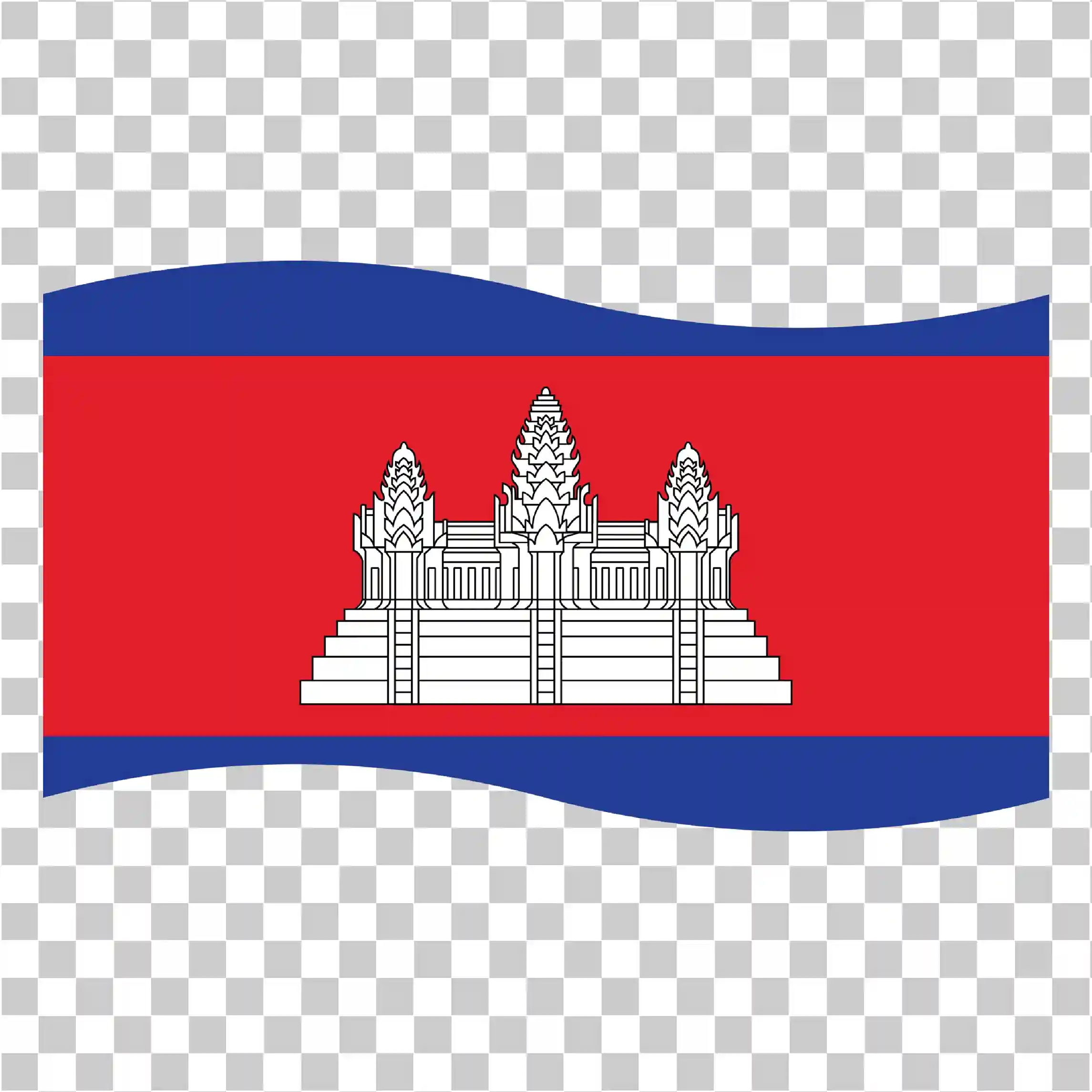 Cambodia Flag, Waving Cambodia Flag, Angkor Wat Symbol, National Flag PNG, Vector Icon, 