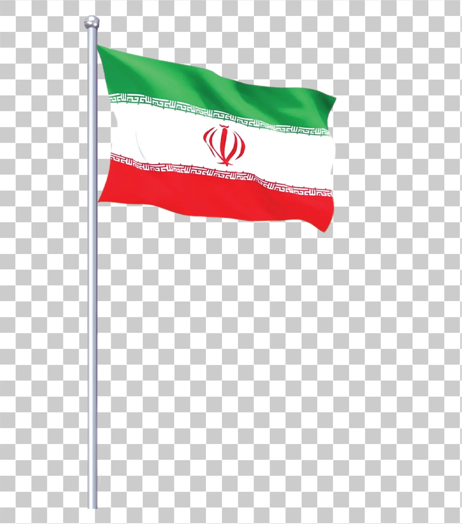 Iran flag vinker i vinden, Islamisk Republik Tricolor Flag, Emblem af Iran, Realistic National Flag Vector, Iransk Flag Clipart PNG Illustration, 
