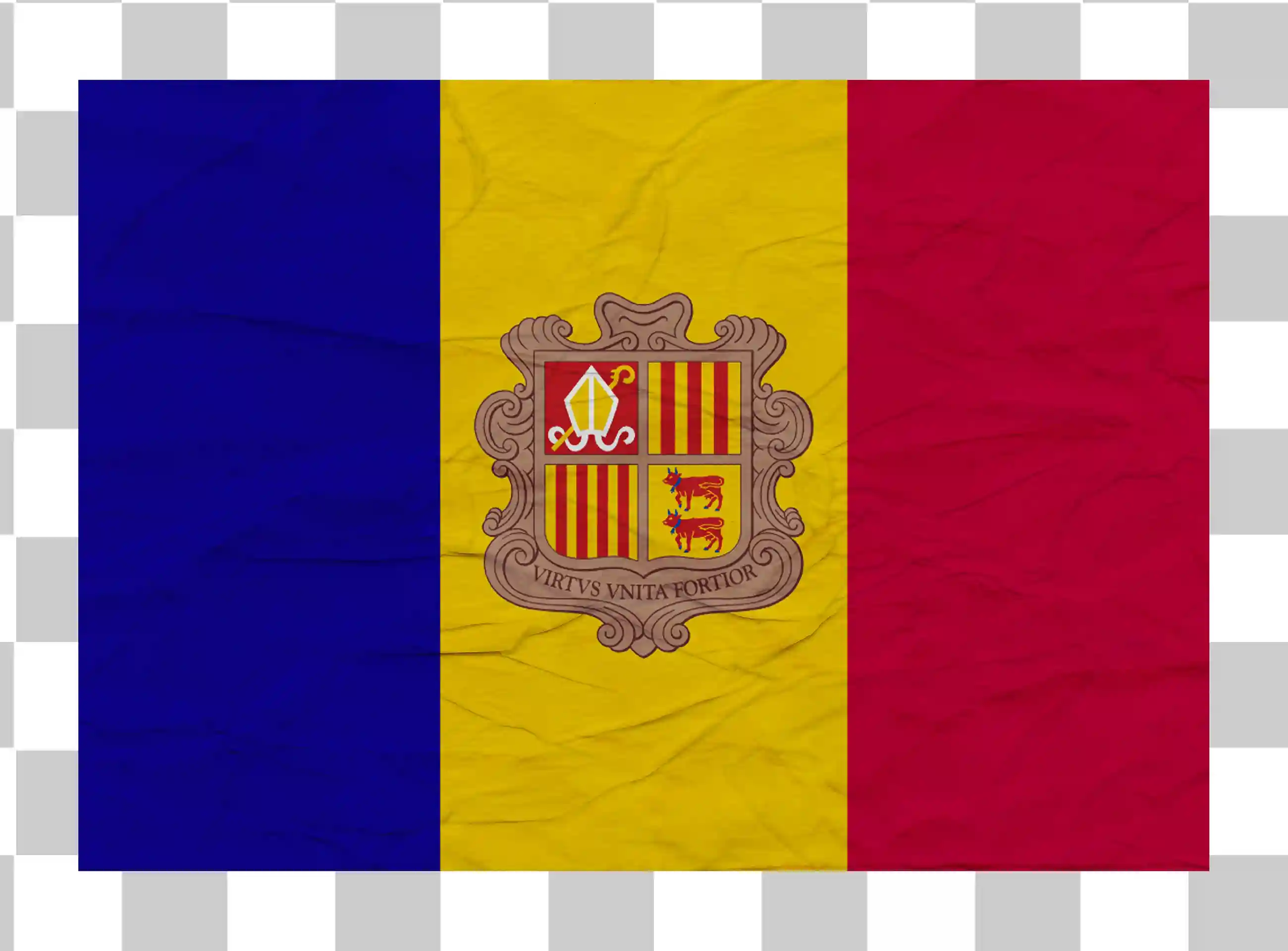 Andorra Flag -Textur, Flagge von Andorra, Realistische Nationalflagge PNG, Länderflaggenvektor, Clipart -Designvorlage, 