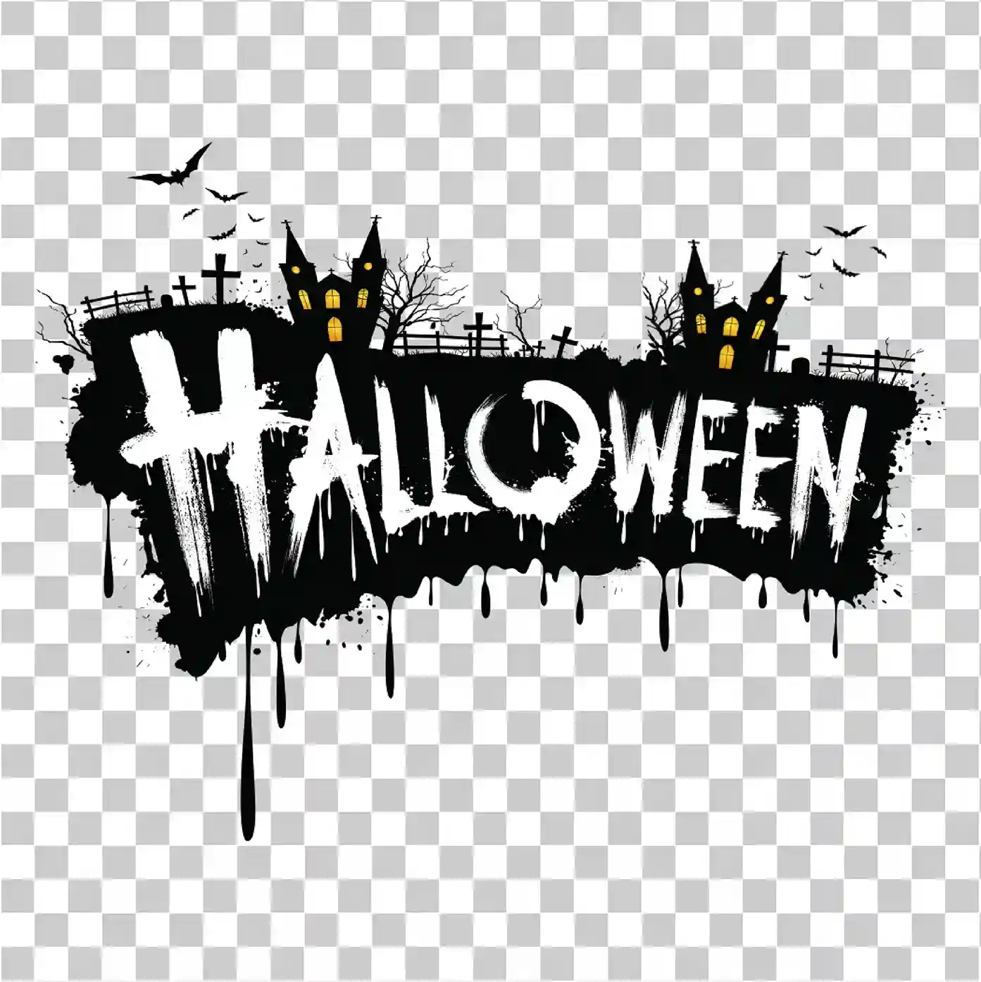 Papel de parede assustador de Halloween PNG, Casa Assombrada e Arte da Noite Escura, 