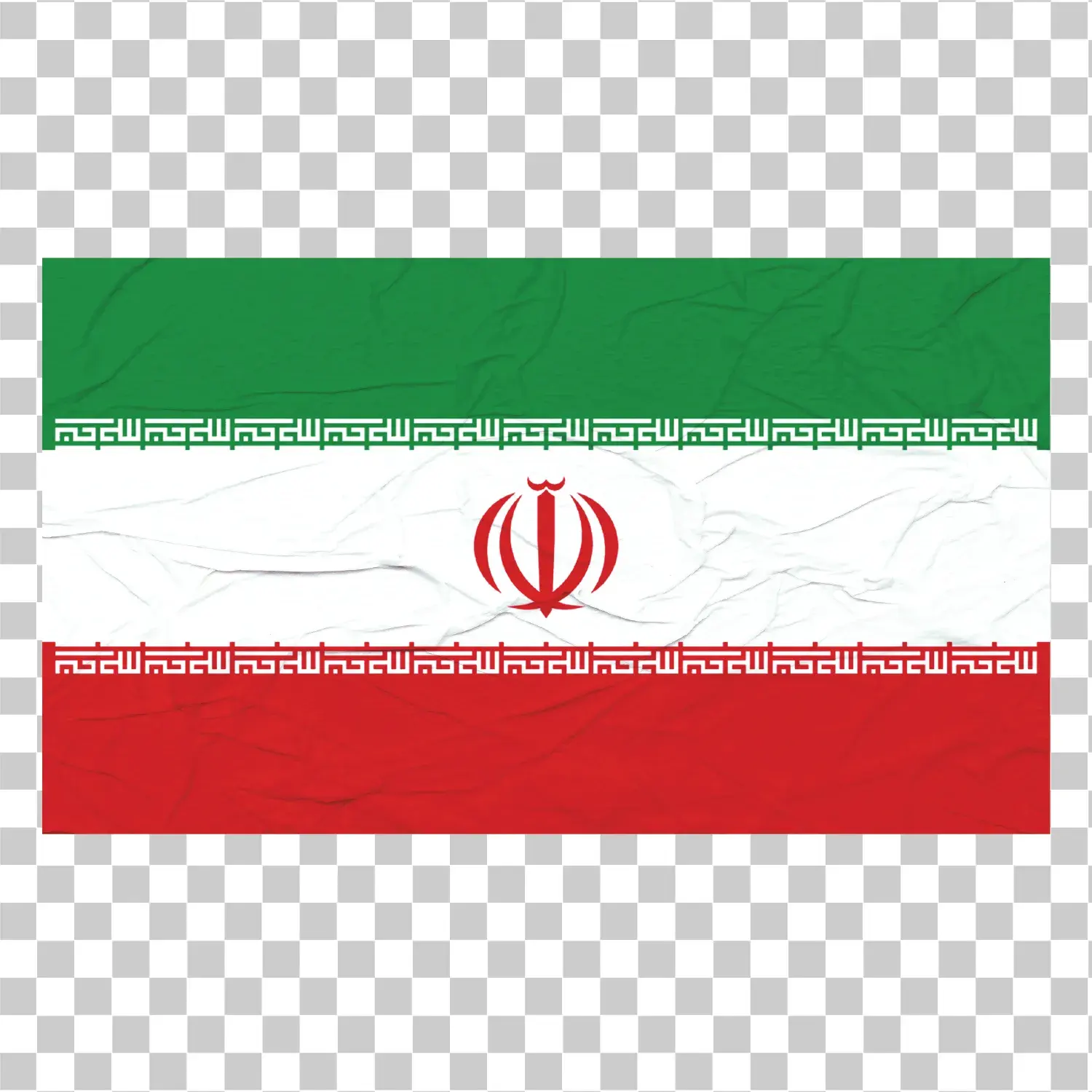 Flag af Iran, Iransk National Flag, Grøn hvid rød tricolor, Emblem af Iran, Vinkende realistisk stoftekstur, Vector PNG Clipart Illustration, 