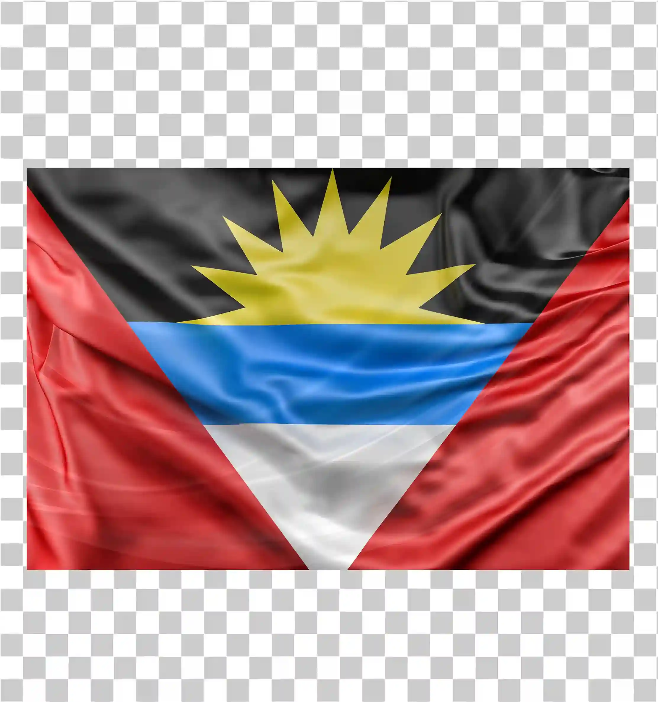 Fluturarea steagului Antigua și Barbuda - Clipart de pavilion național, Ilustrație de vector și mătase imprimabile, 