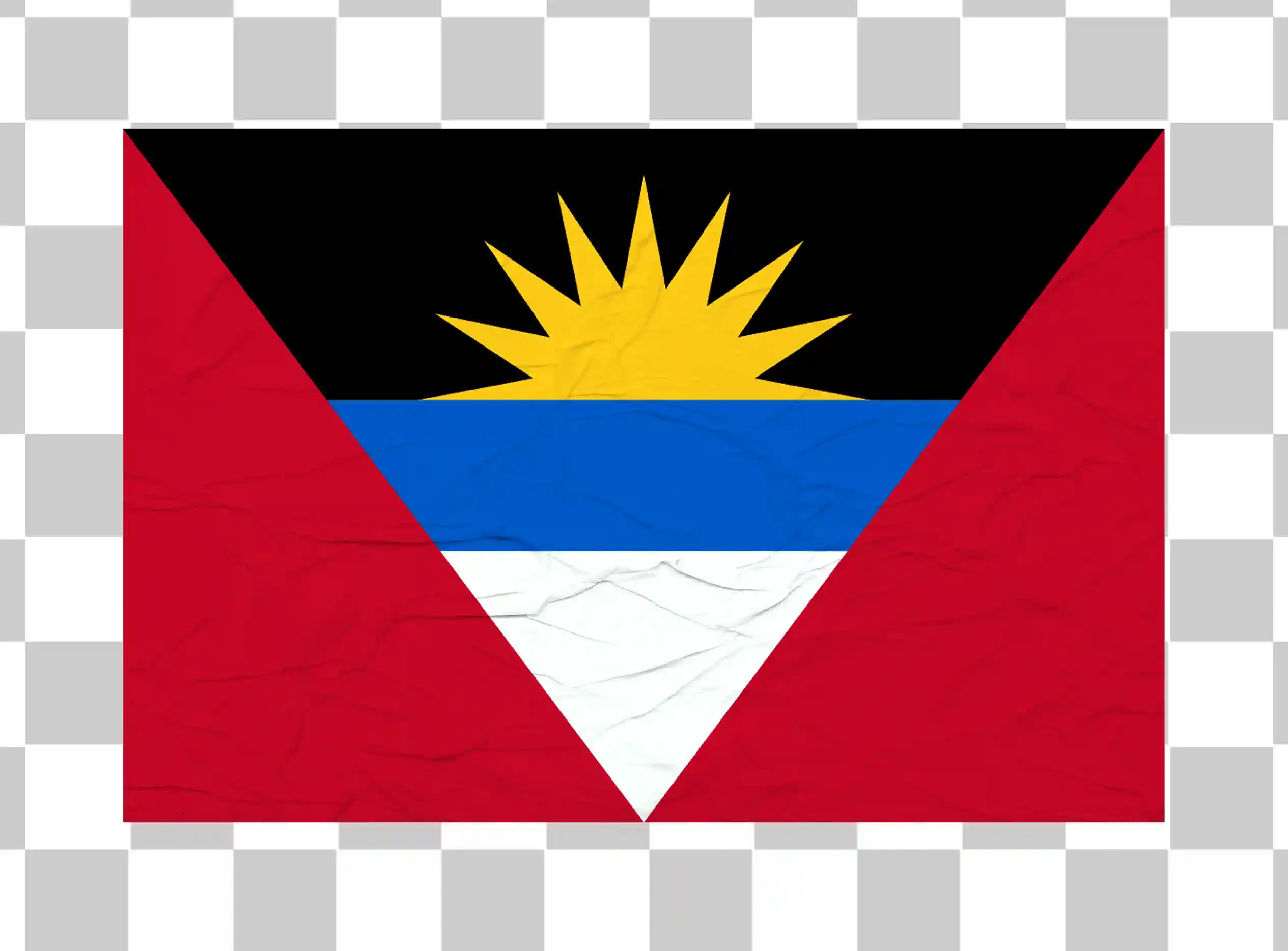 Vector de icono de bandera Antigua y Barbuda - Waving National Flag Clipart, Ilustración y textura de bandera de país imprimible, 