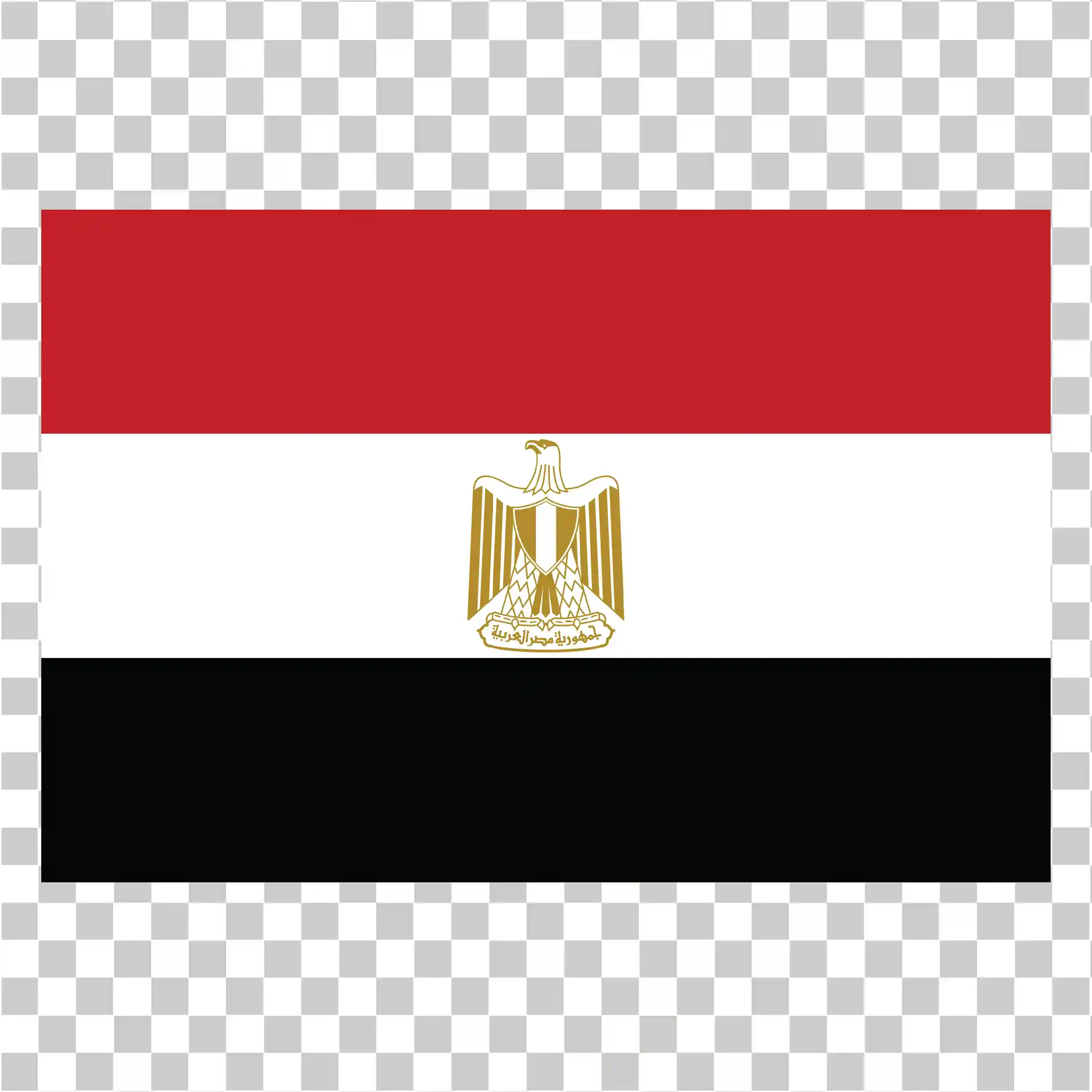 Ägypten-Flagge PNG, Rechteckiges rot-weiß-schwarzes Design mit Steinadler, 