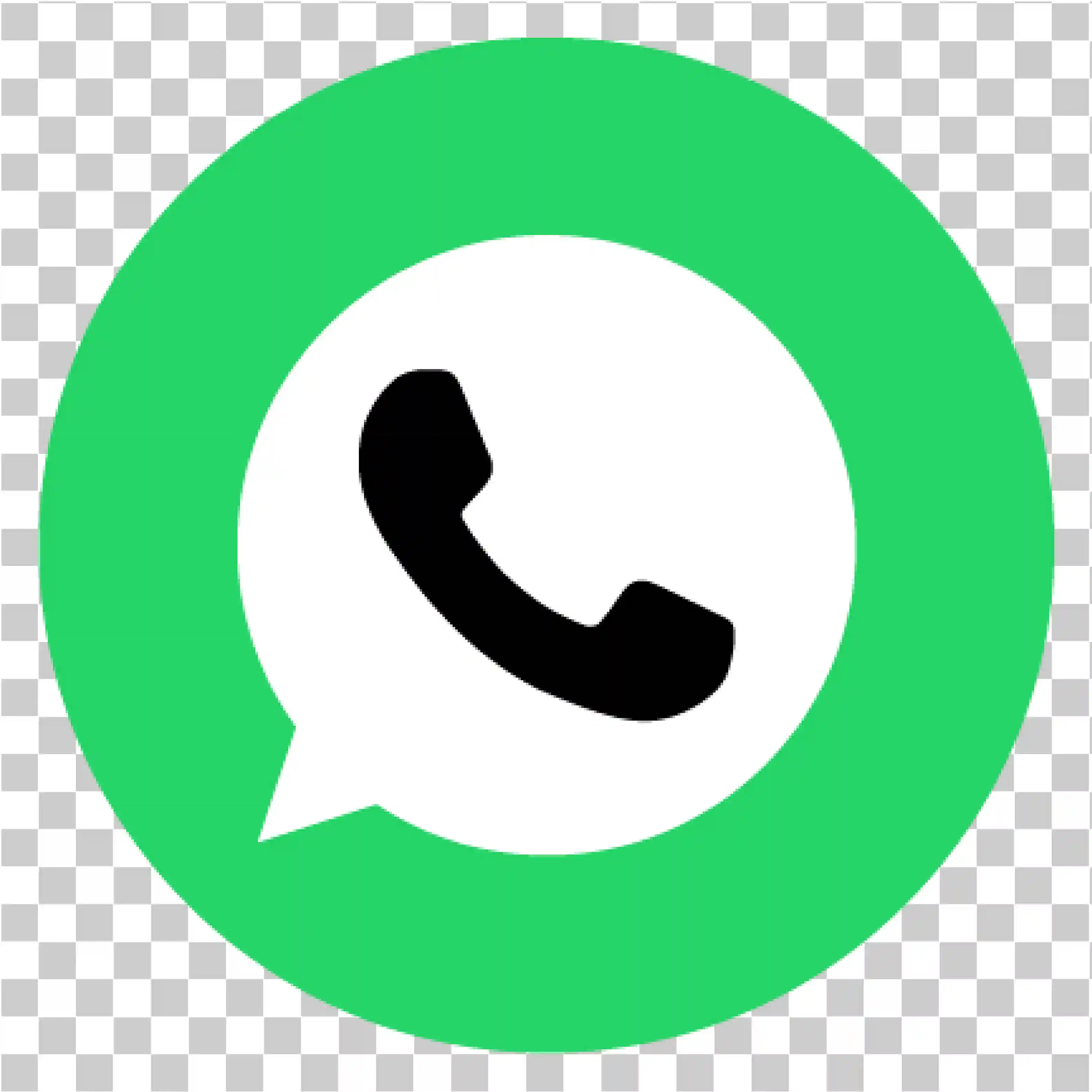 Логотип WhatsApp Png, Зеленый круг, Белый и черный, Схема, икона, вектор, клипарт, изображение, бесплатно скачать, 