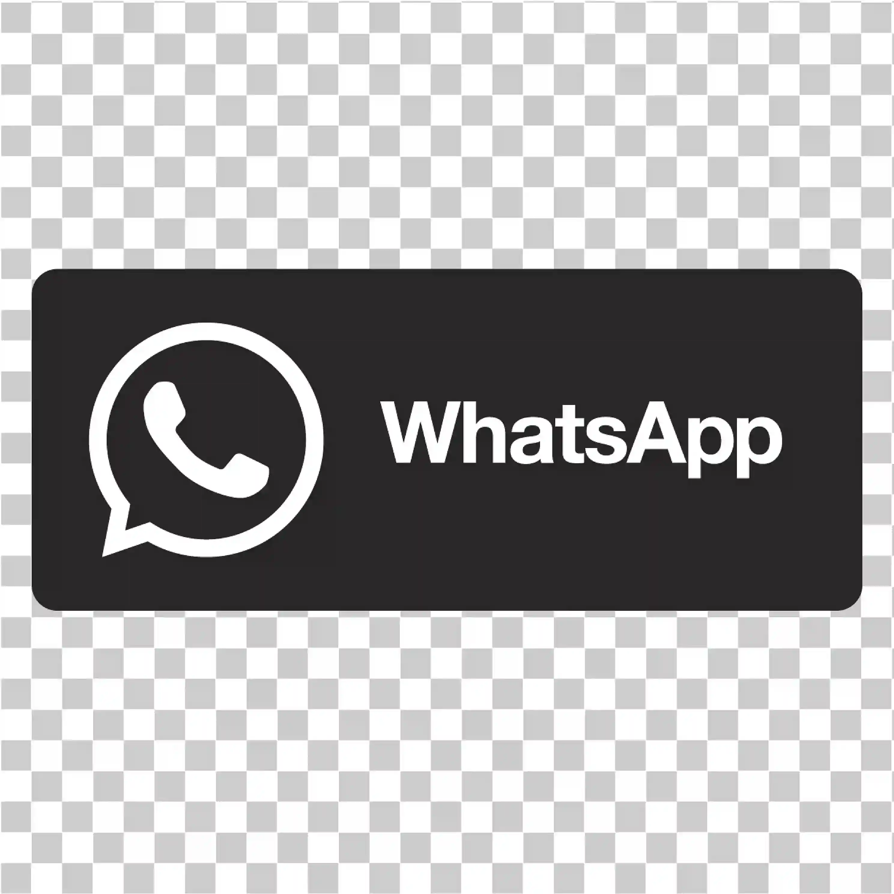 WhatsApp Logo PNG, Ikona vektoru, Textové logo, Černobílý obrys, Zaoblená čtvercová klipart zdarma ke stažení, 