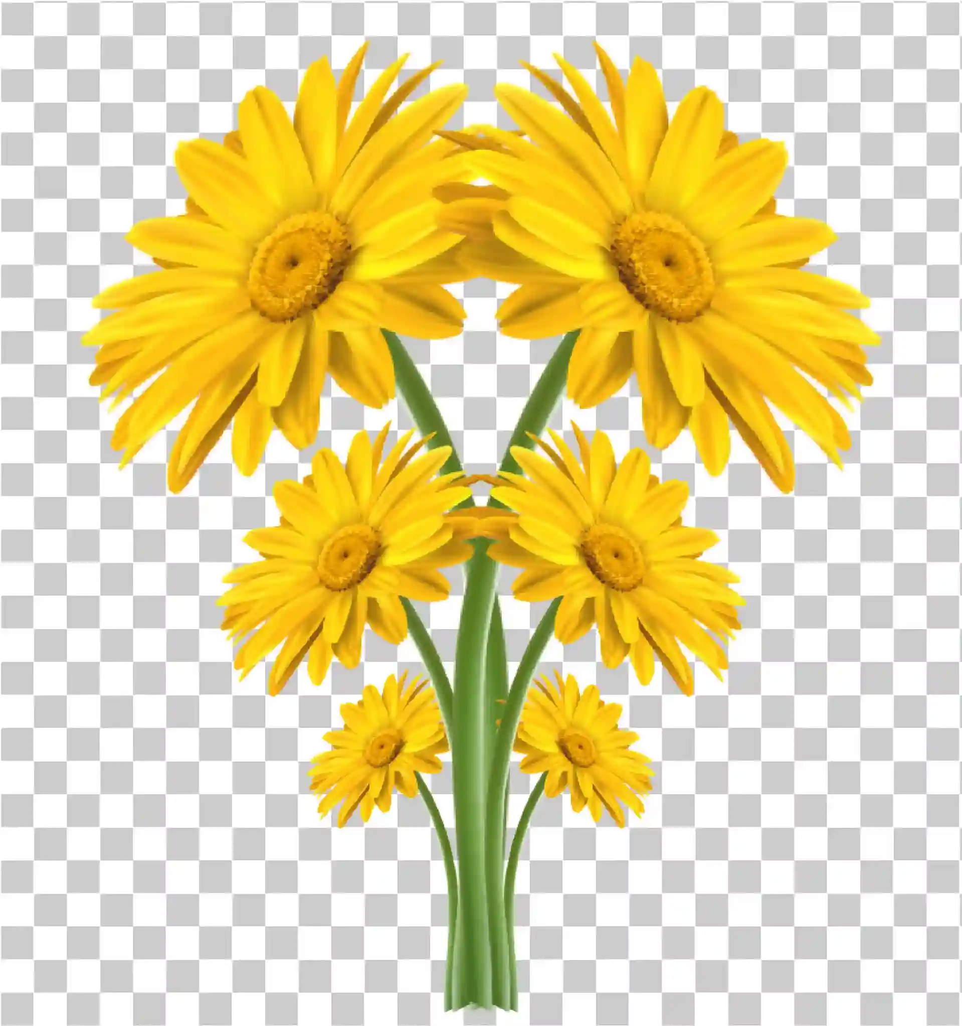 Gul blomma, Fem blommor, Blomma PNG, Blommor PNG, gul, 