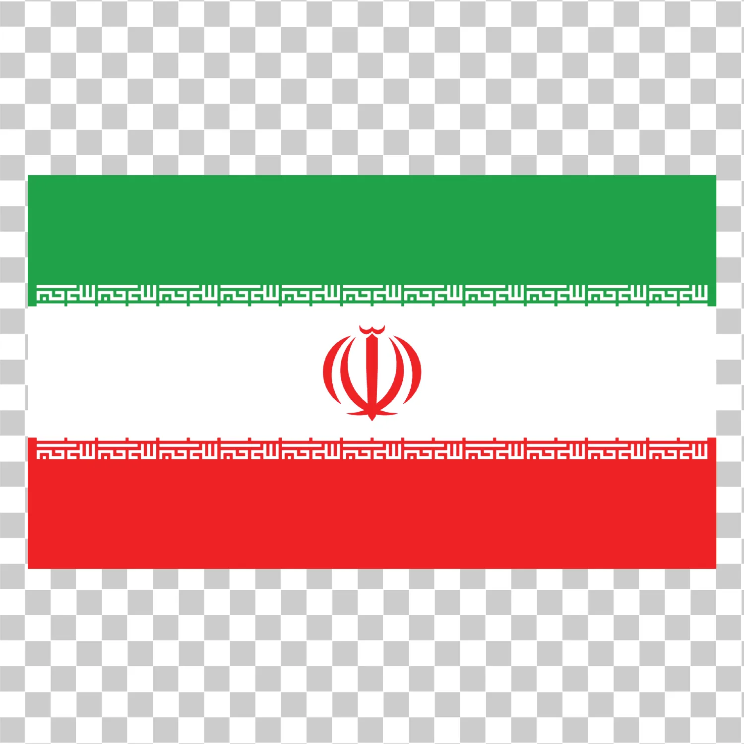Flag af Iran, Iransk National Flag, Tricolor Green White Red, Islamic Republic Emblem, Realistisk firkantet vektor, Flag Clipart PNG, Landsflagillustration, 