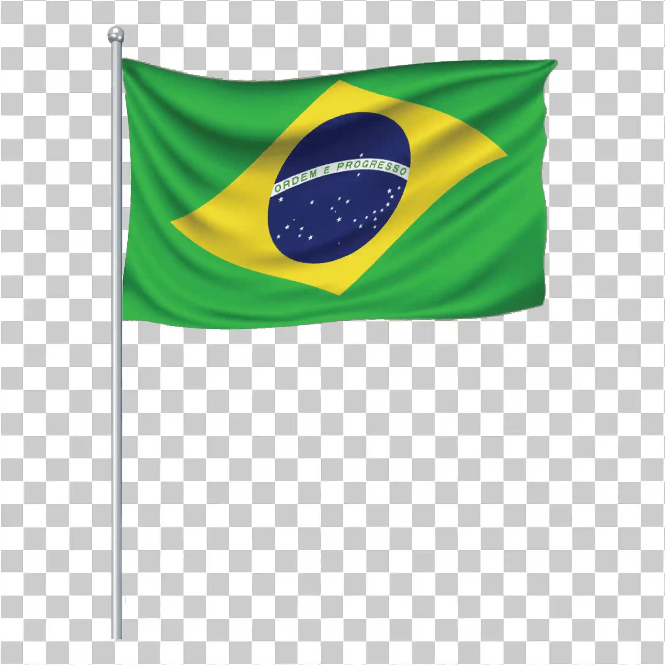 Flaga Brazylii, Flaga narodowa kolorów i designu Brazylii, Brazylijska flaga PNG i obrazy wektorowe, Machanie flagą Brazylii z słupem, Ikona symbolu kraju, 