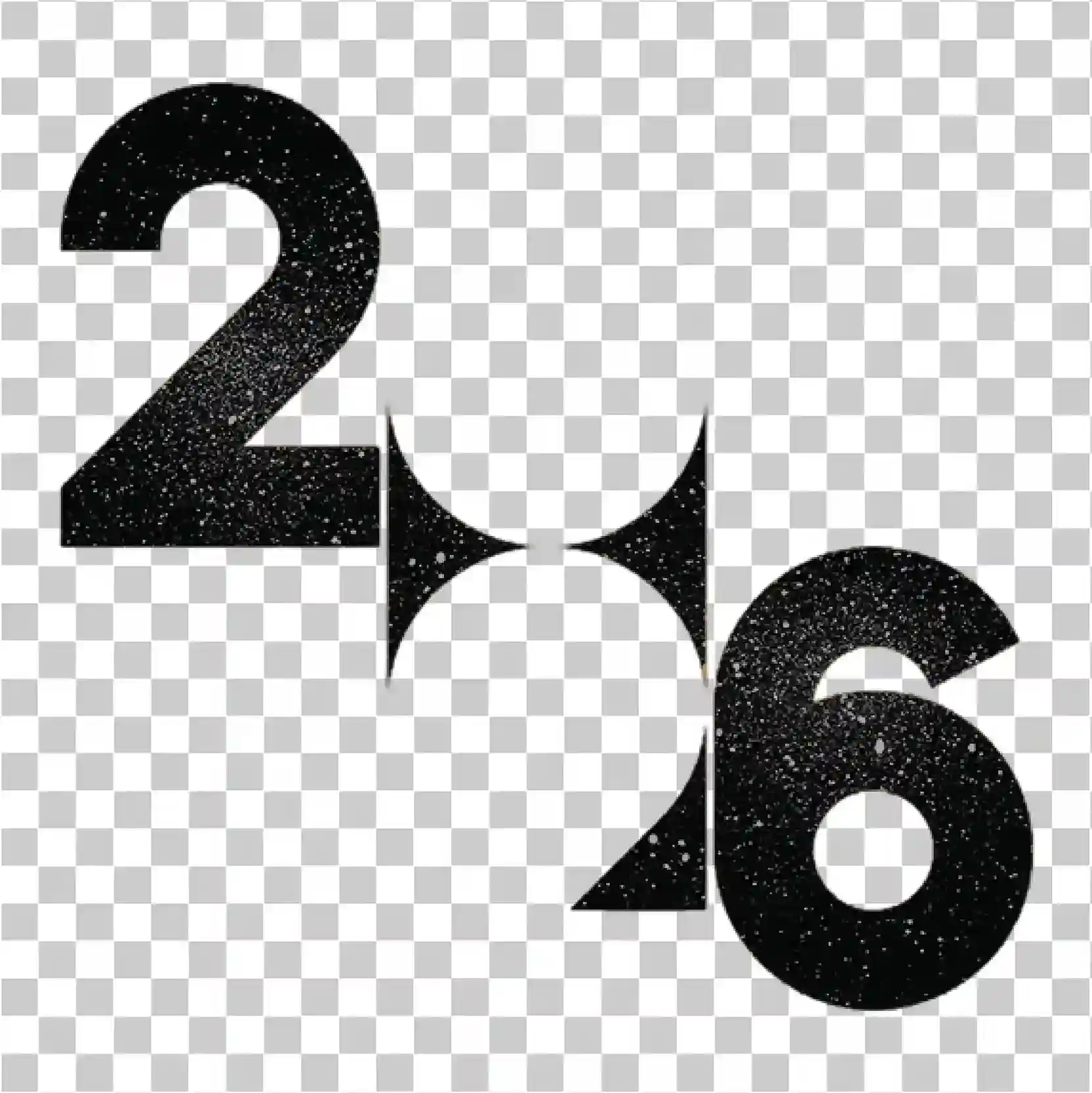 Anul Nou 2026 PNG Banner Tipografie Numere Design Art, 